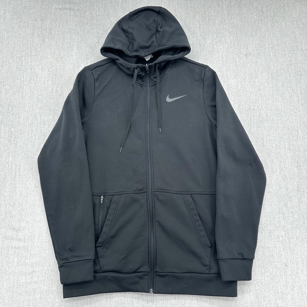 Nike Therma-Fit Full Zip Hoodie Mens Medium Black Performance Sweatshirt Fleece